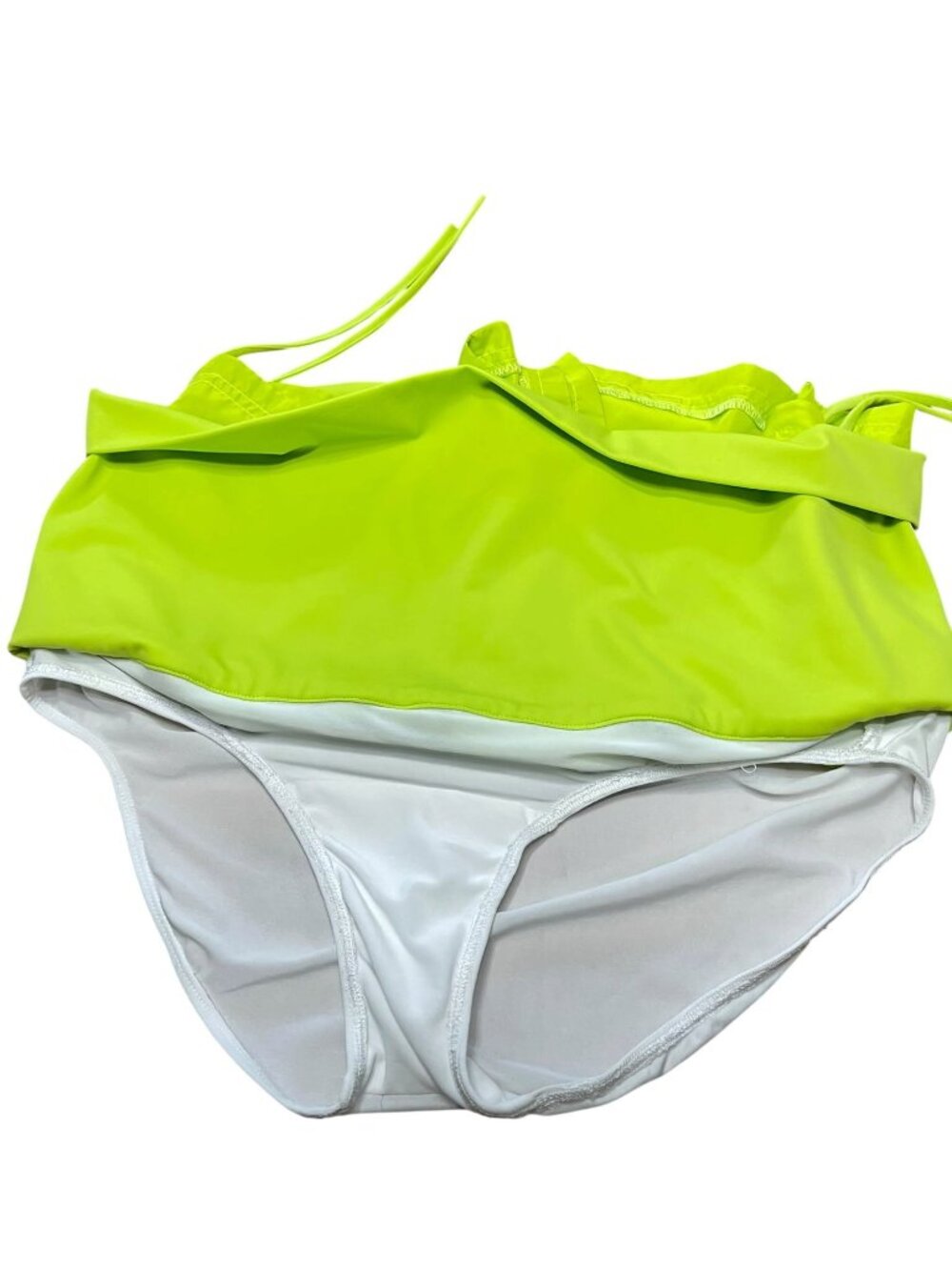 Women High-Waisted Neon Green Actiwear Short With Adjustable Side Ties Sz L - Picture 3 of 9